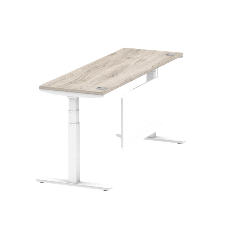 Breeze Height Adjustable Slimline Desk With Cable Ports With Steel Modesty Panel - Image 319