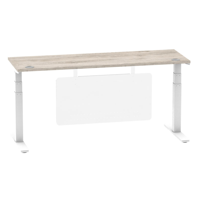 Breeze Height Adjustable Slimline Desk With Cable Ports With Steel Modesty Panel - Image 320