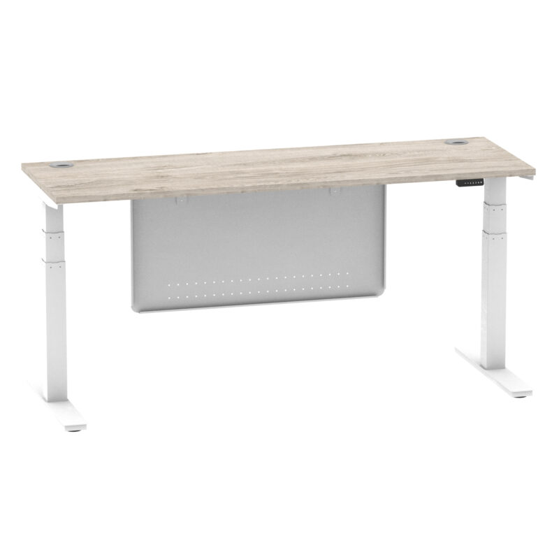 Breeze Height Adjustable Slimline Desk With Cable Ports With Steel Modesty Panel - Image 324