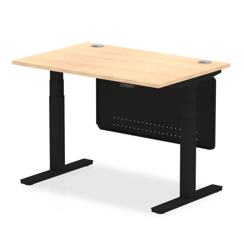 Breeze Height Adjustable Desk With Cable Ports With Steel Modesty Panel - Image 7