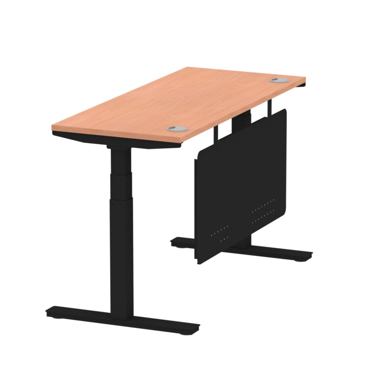 Breeze Height Adjustable Slimline Desk With Cable Ports With Steel Modesty Panel - Image 21