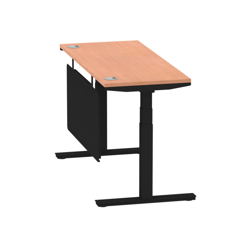Breeze Height Adjustable Slimline Desk With Cable Ports With Steel Modesty Panel - Image 24