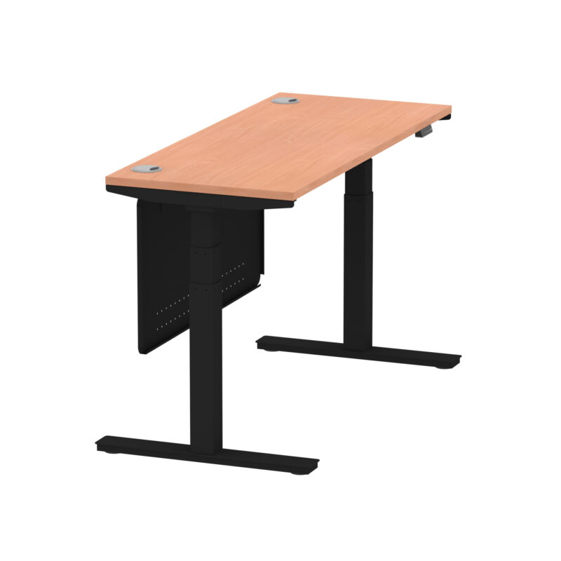 Breeze Height Adjustable Slimline Desk With Cable Ports With Steel Modesty Panel - Image 25