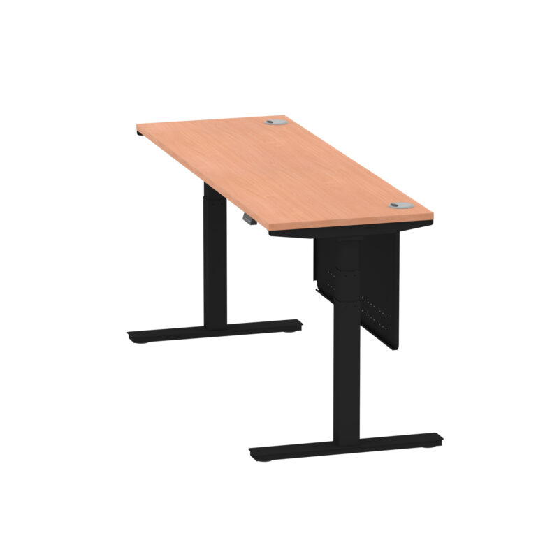 Breeze Height Adjustable Slimline Desk With Cable Ports With Steel Modesty Panel - Image 182