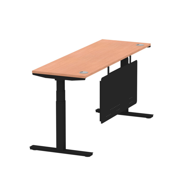 Breeze Height Adjustable Slimline Desk With Cable Ports With Steel Modesty Panel - Image 183