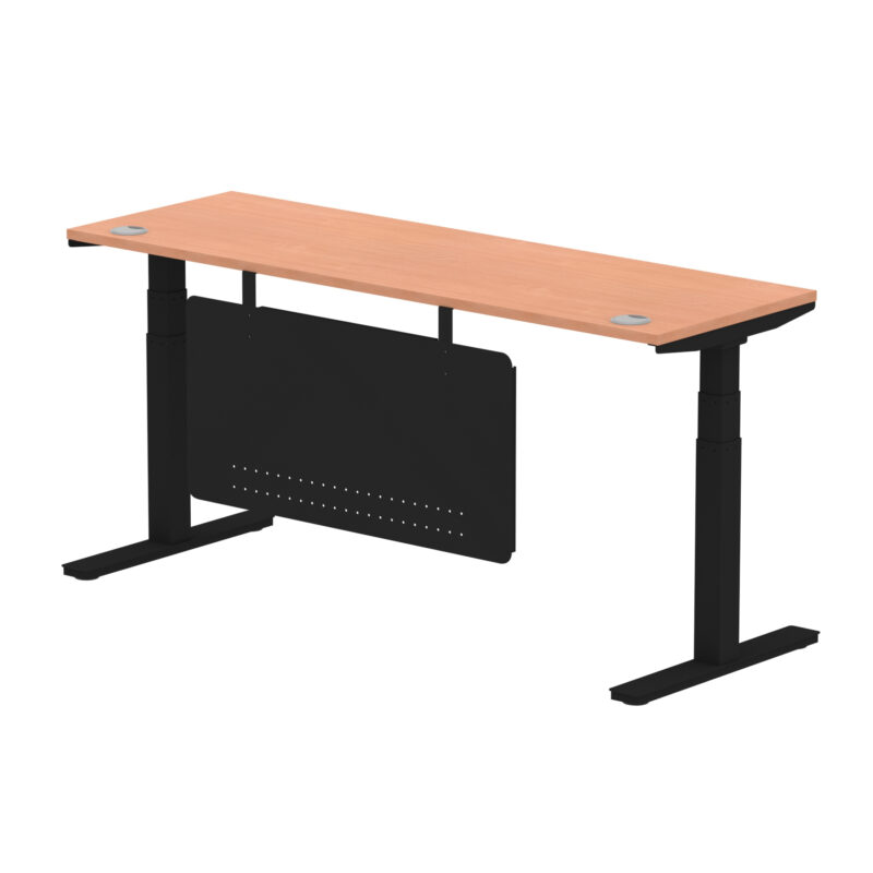 Breeze Height Adjustable Slimline Desk With Cable Ports With Steel Modesty Panel - Image 185