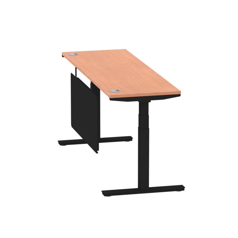 Breeze Height Adjustable Slimline Desk With Cable Ports With Steel Modesty Panel - Image 186