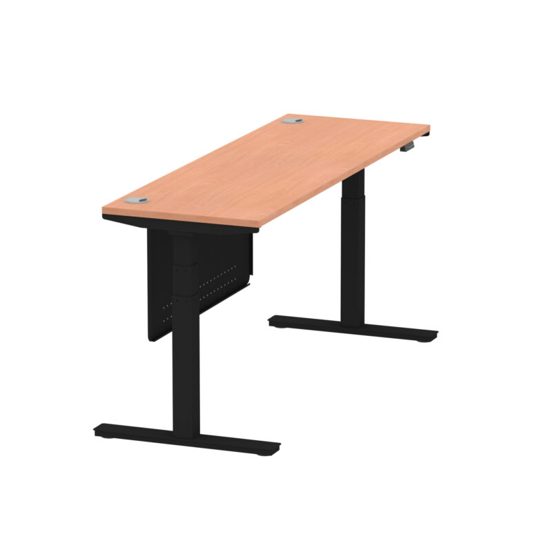 Breeze Height Adjustable Slimline Desk With Cable Ports With Steel Modesty Panel - Image 187