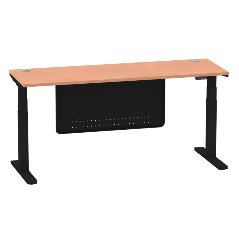 Breeze Height Adjustable Slimline Desk With Cable Ports With Steel Modesty Panel - Image 188