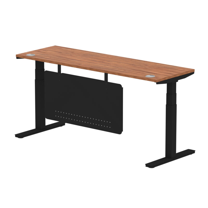 Breeze Height Adjustable Slimline Desk With Cable Ports With Steel Modesty Panel - Image 209