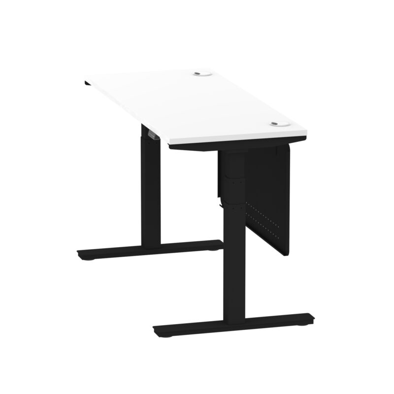 Breeze Height Adjustable Slimline Desk With Cable Ports With Steel Modesty Panel - Image 68