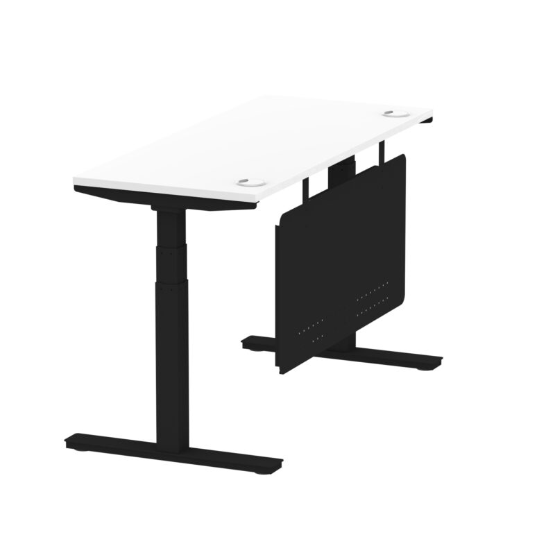 Breeze Height Adjustable Slimline Desk With Cable Ports With Steel Modesty Panel - Image 69