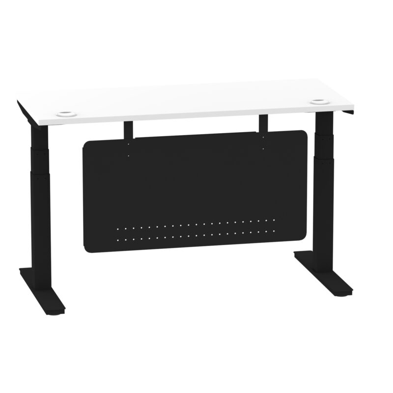 Breeze Height Adjustable Slimline Desk With Cable Ports With Steel Modesty Panel - Image 70