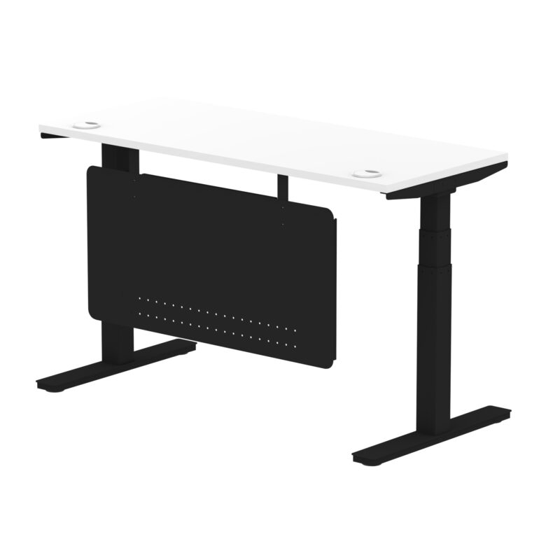 Breeze Height Adjustable Slimline Desk With Cable Ports With Steel Modesty Panel - Image 71