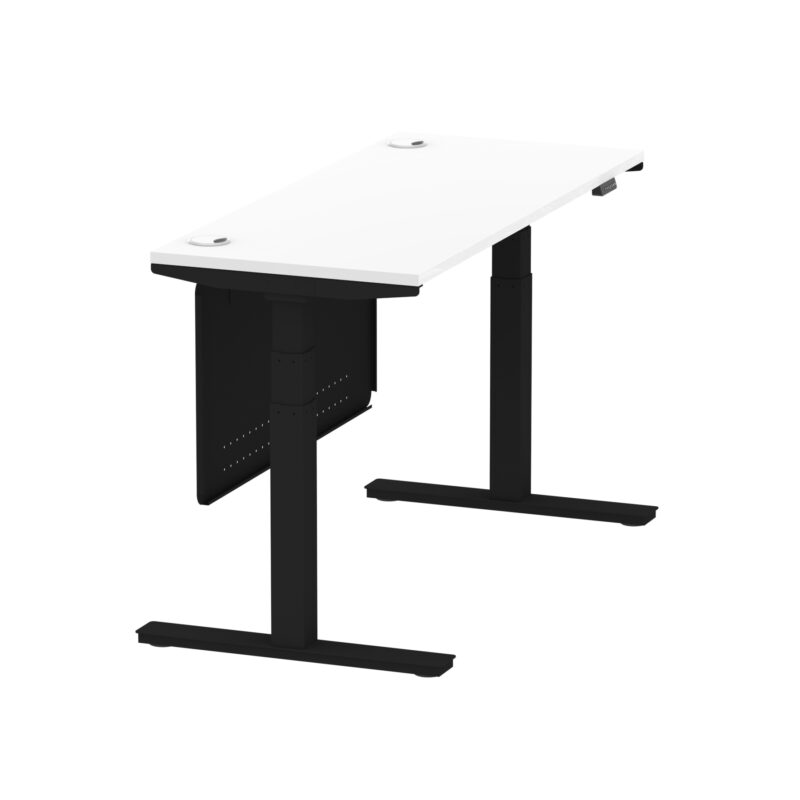 Breeze Height Adjustable Slimline Desk With Cable Ports With Steel Modesty Panel - Image 73