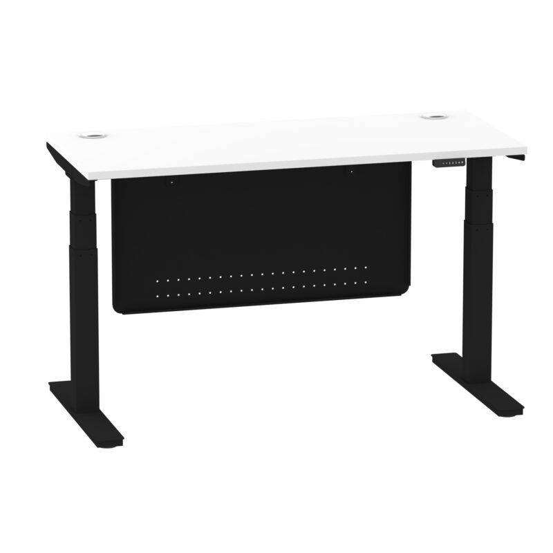 Breeze Height Adjustable Slimline Desk With Cable Ports With Steel Modesty Panel - Image 74