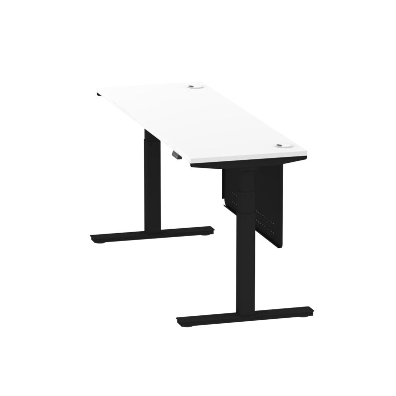 Breeze Height Adjustable Slimline Desk With Cable Ports With Steel Modesty Panel - Image 230