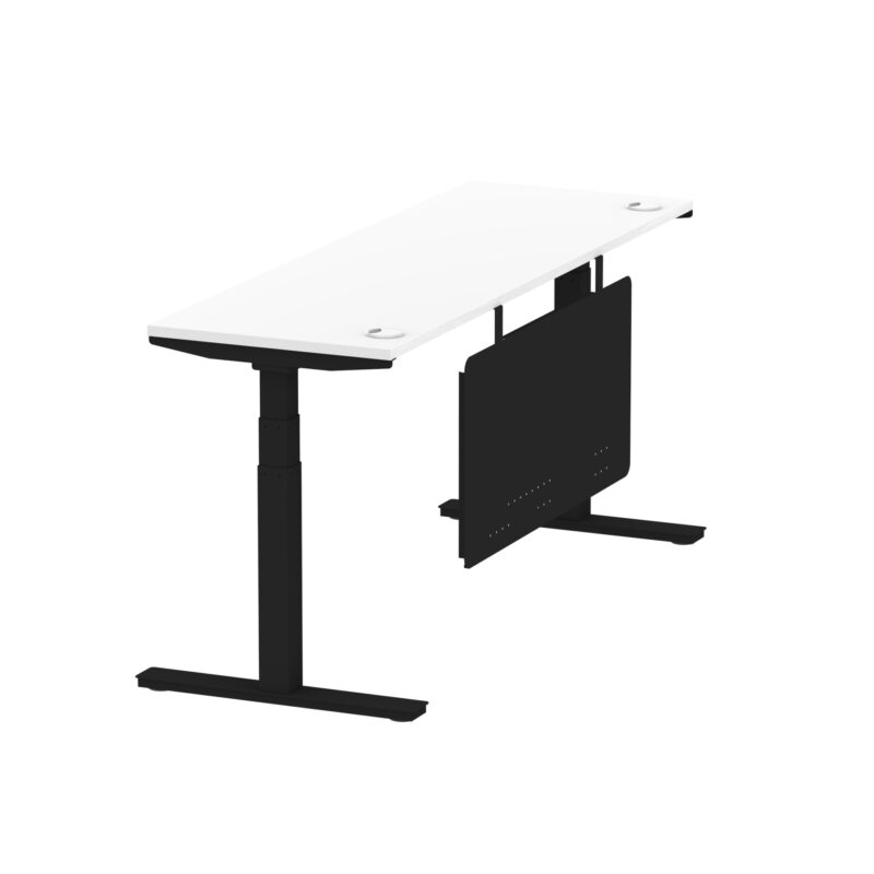 Breeze Height Adjustable Slimline Desk With Cable Ports With Steel Modesty Panel - Image 231