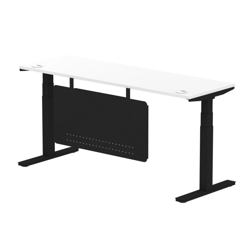 Breeze Height Adjustable Slimline Desk With Cable Ports With Steel Modesty Panel - Image 233