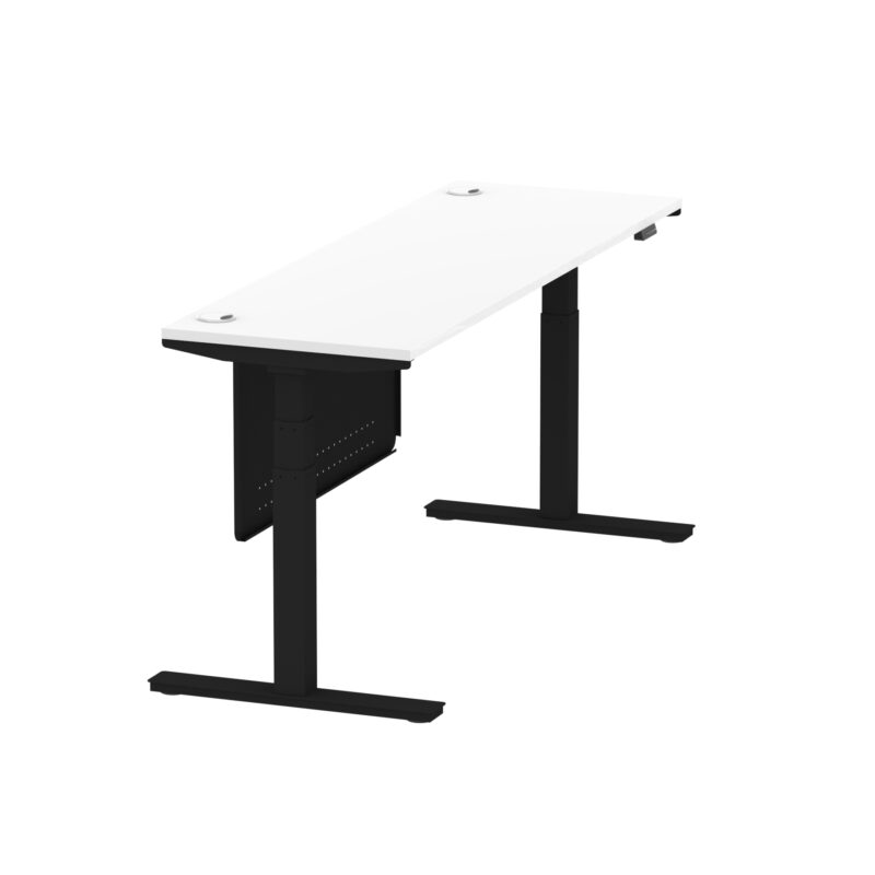 Breeze Height Adjustable Slimline Desk With Cable Ports With Steel Modesty Panel - Image 235
