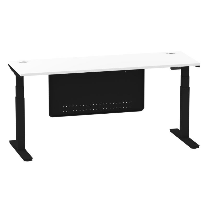 Breeze Height Adjustable Slimline Desk With Cable Ports With Steel Modesty Panel - Image 236