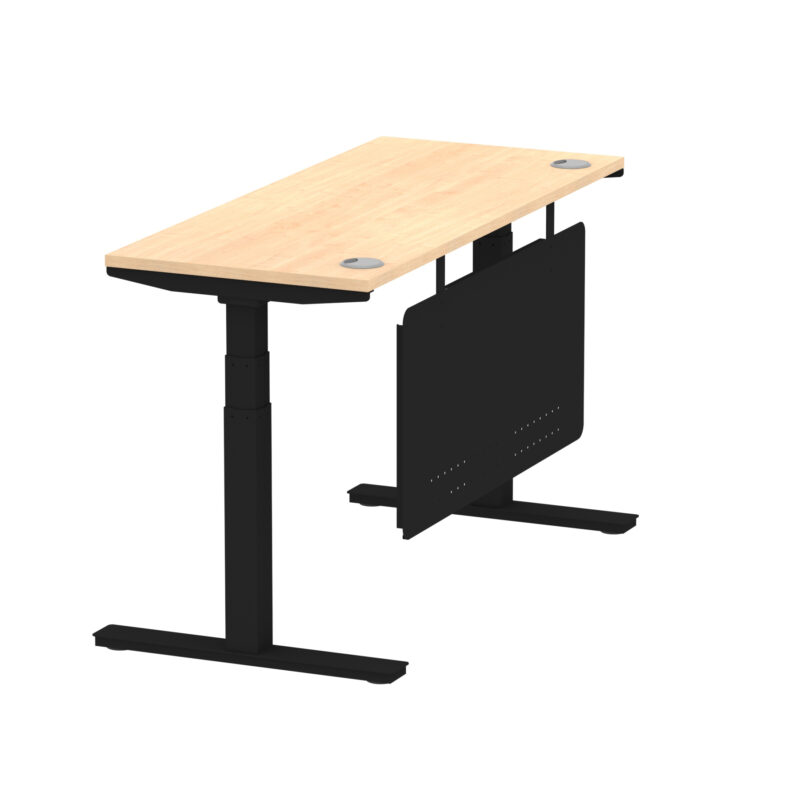Breeze Height Adjustable Slimline Desk With Cable Ports With Steel Modesty Panel - Image 93