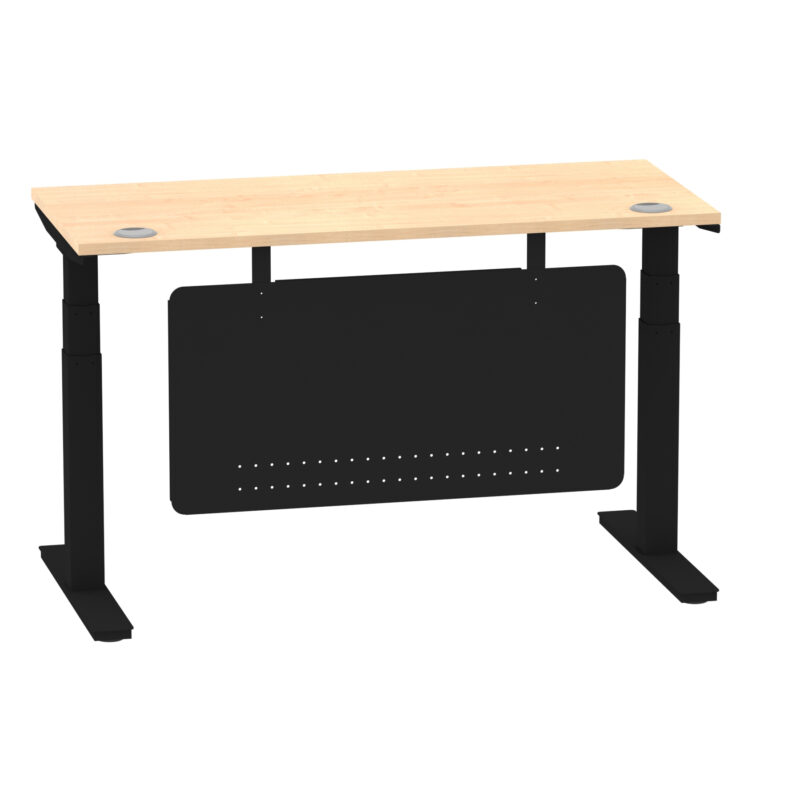 Breeze Height Adjustable Slimline Desk With Cable Ports With Steel Modesty Panel - Image 94