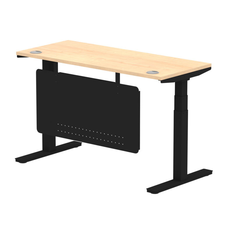 Breeze Height Adjustable Slimline Desk With Cable Ports With Steel Modesty Panel - Image 95