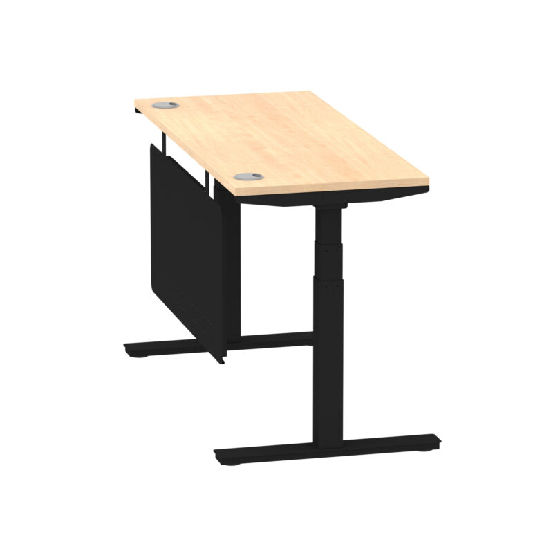 Breeze Height Adjustable Slimline Desk With Cable Ports With Steel Modesty Panel - Image 96