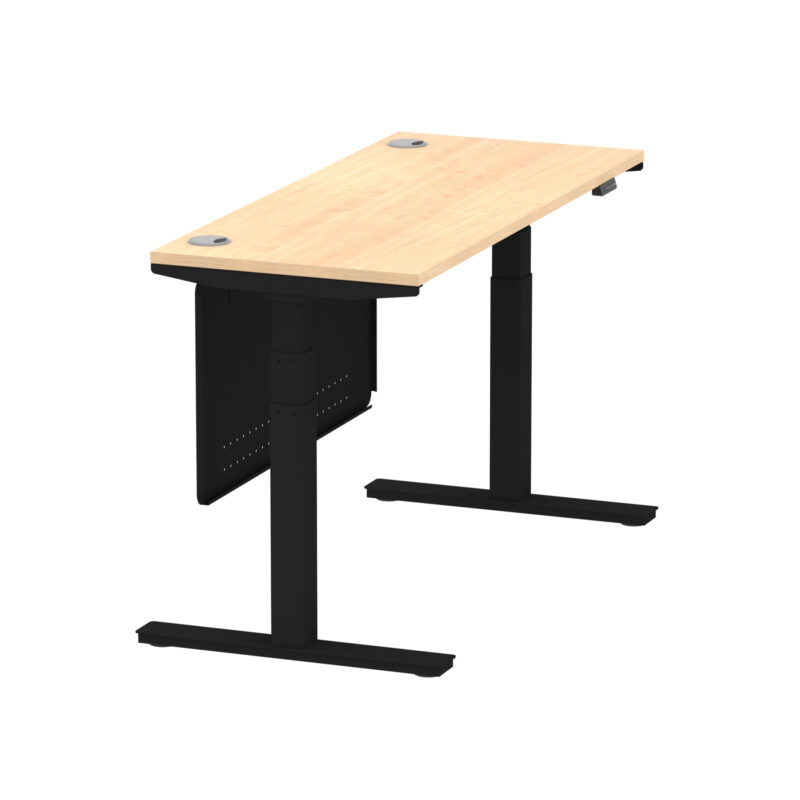 Breeze Height Adjustable Slimline Desk With Cable Ports With Steel Modesty Panel - Image 97