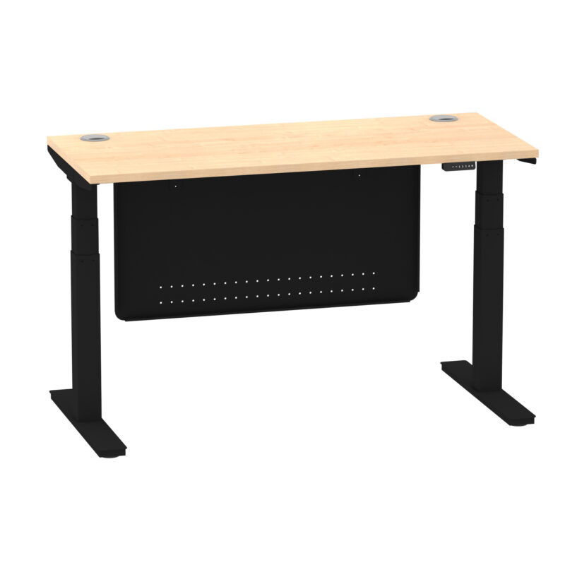 Breeze Height Adjustable Slimline Desk With Cable Ports With Steel Modesty Panel - Image 98