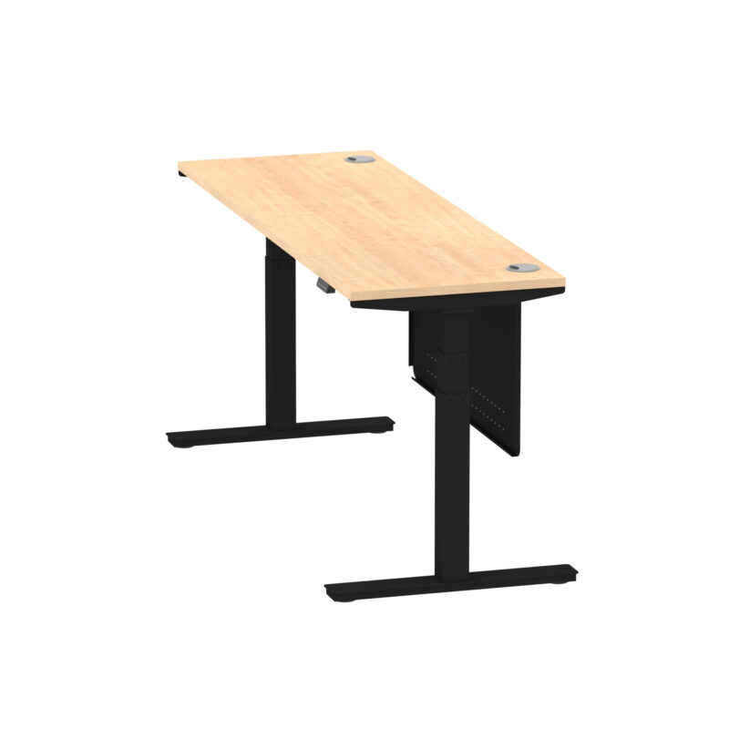 Breeze Height Adjustable Slimline Desk With Cable Ports With Steel Modesty Panel - Image 254