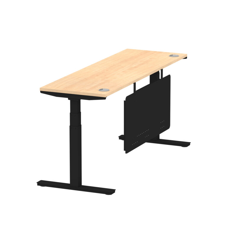 Breeze Height Adjustable Slimline Desk With Cable Ports With Steel Modesty Panel - Image 255