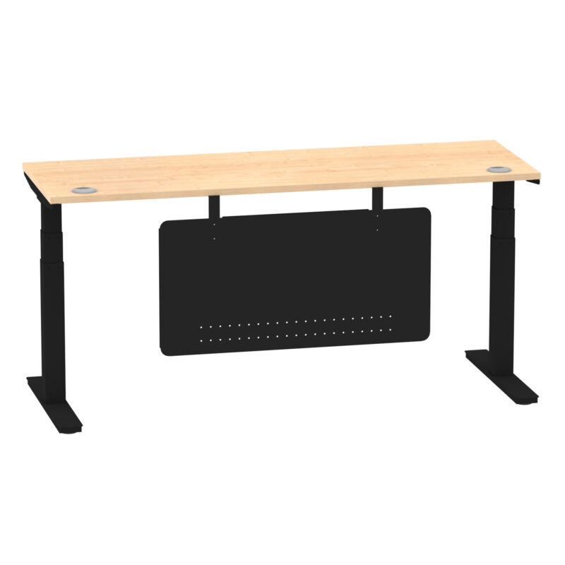 Breeze Height Adjustable Slimline Desk With Cable Ports With Steel Modesty Panel - Image 256