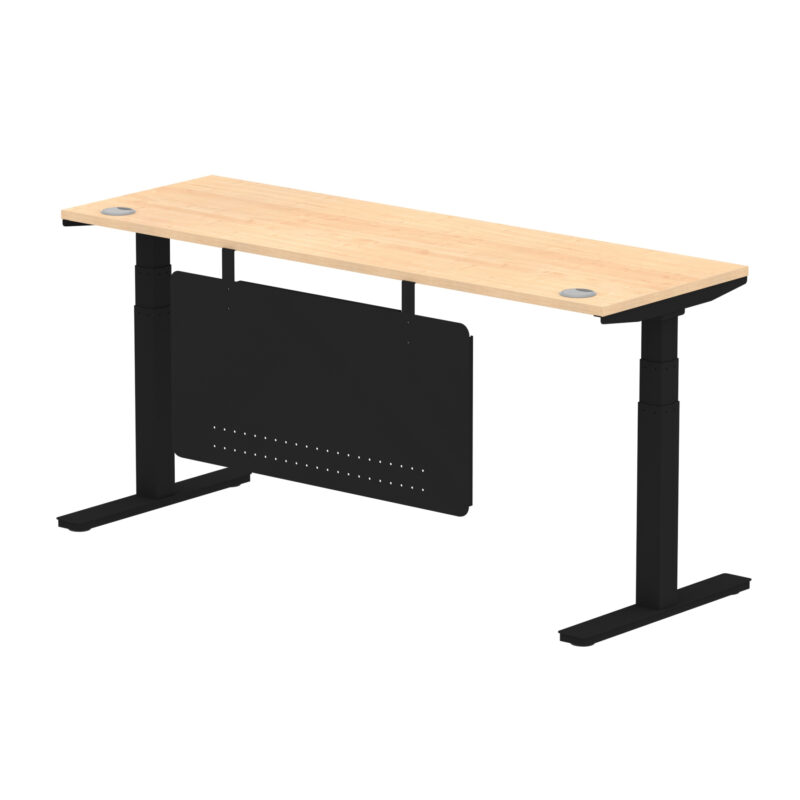 Breeze Height Adjustable Slimline Desk With Cable Ports With Steel Modesty Panel - Image 257