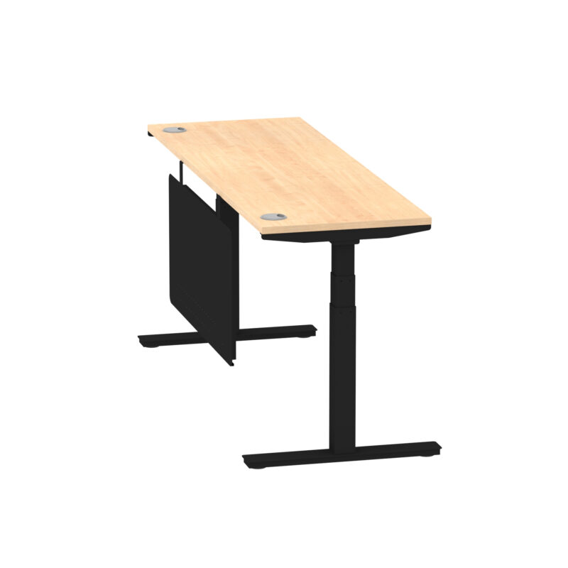 Breeze Height Adjustable Slimline Desk With Cable Ports With Steel Modesty Panel - Image 258