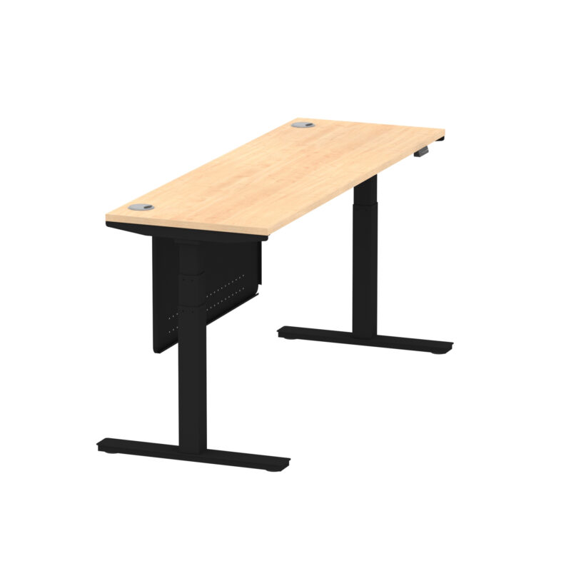 Breeze Height Adjustable Slimline Desk With Cable Ports With Steel Modesty Panel - Image 259