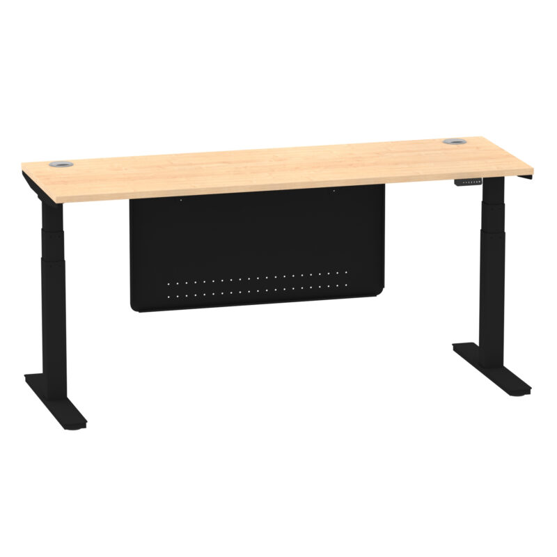 Breeze Height Adjustable Slimline Desk With Cable Ports With Steel Modesty Panel - Image 260