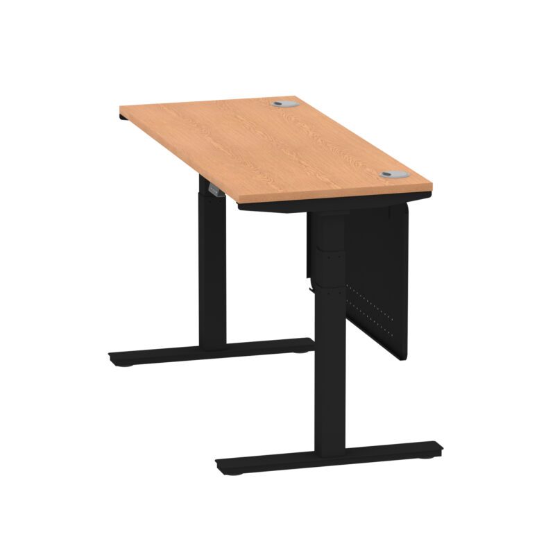 Breeze Height Adjustable Slimline Desk With Cable Ports With Steel Modesty Panel - Image 116