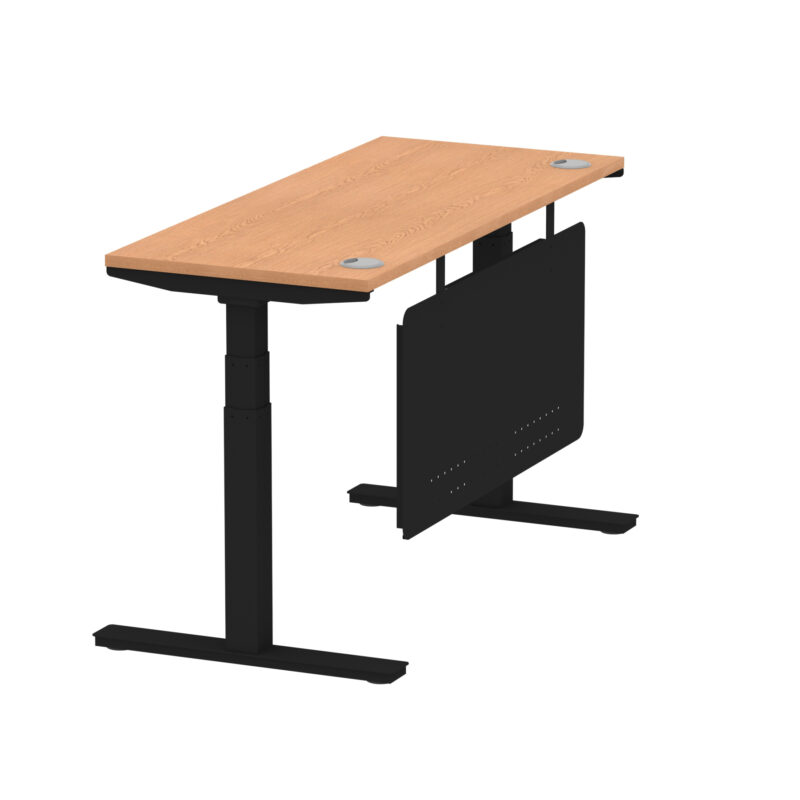 Breeze Height Adjustable Slimline Desk With Cable Ports With Steel Modesty Panel - Image 117