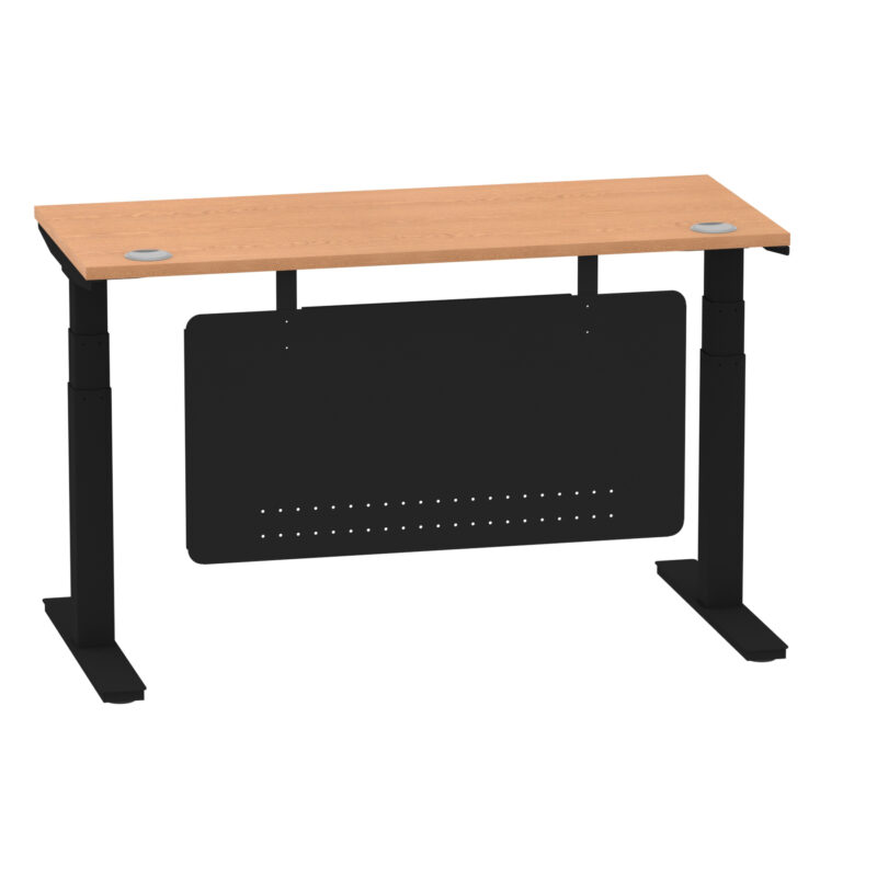Breeze Height Adjustable Slimline Desk With Cable Ports With Steel Modesty Panel - Image 118