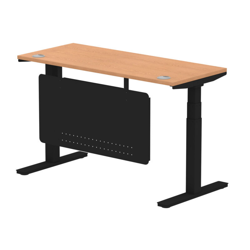 Breeze Height Adjustable Slimline Desk With Cable Ports With Steel Modesty Panel - Image 119