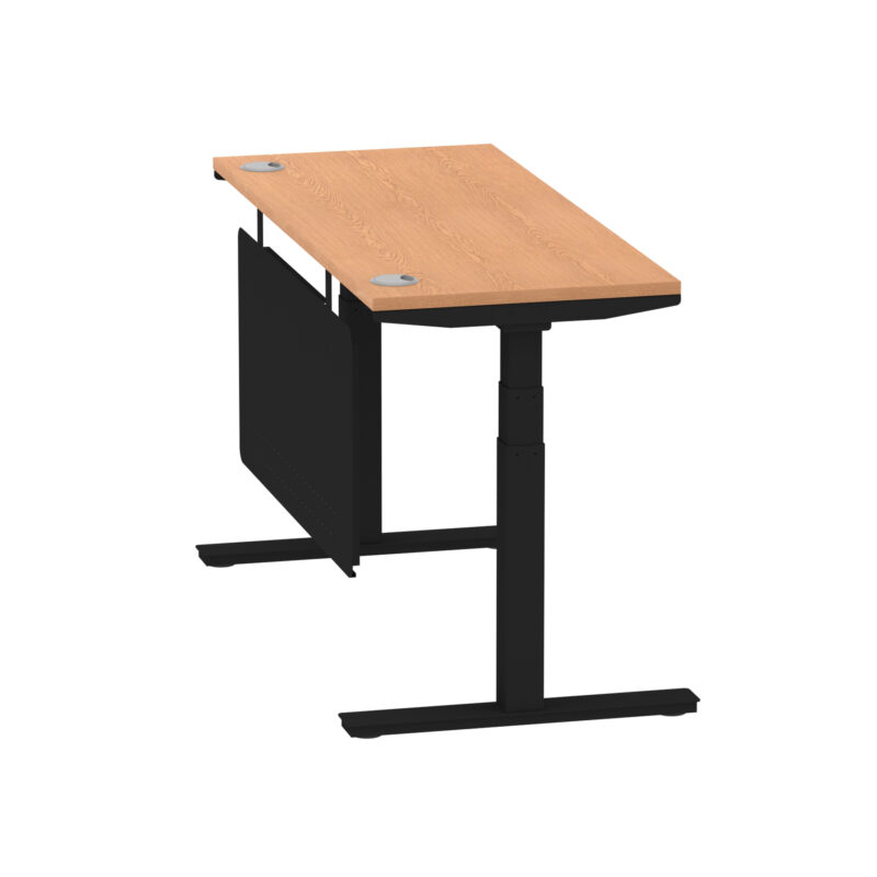 Breeze Height Adjustable Slimline Desk With Cable Ports With Steel Modesty Panel - Image 120