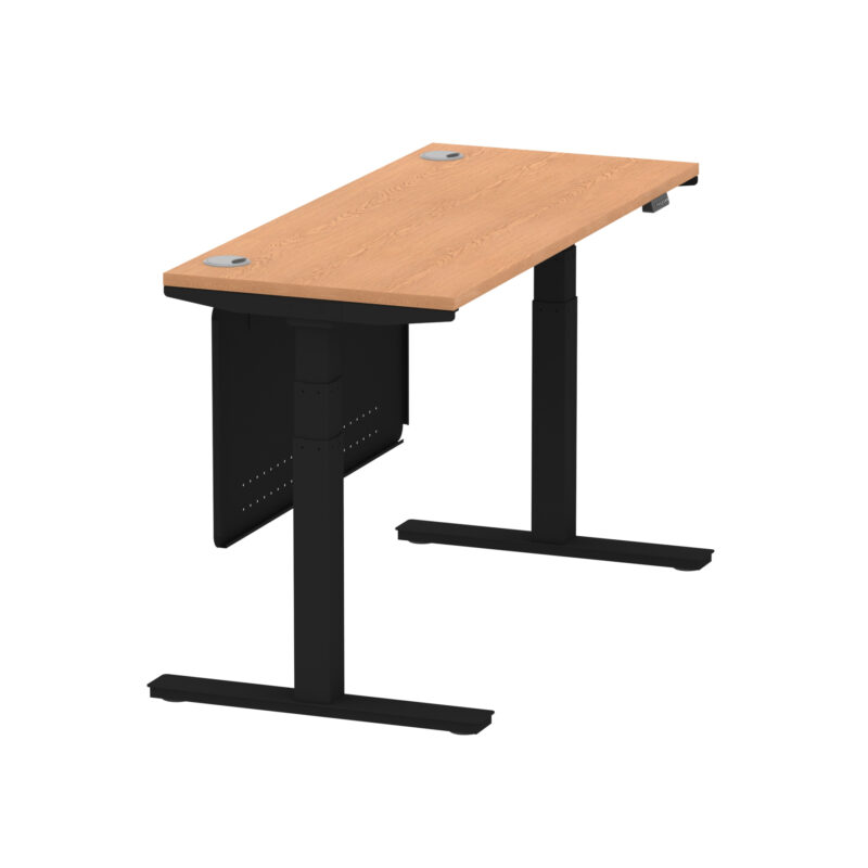 Breeze Height Adjustable Slimline Desk With Cable Ports With Steel Modesty Panel - Image 121