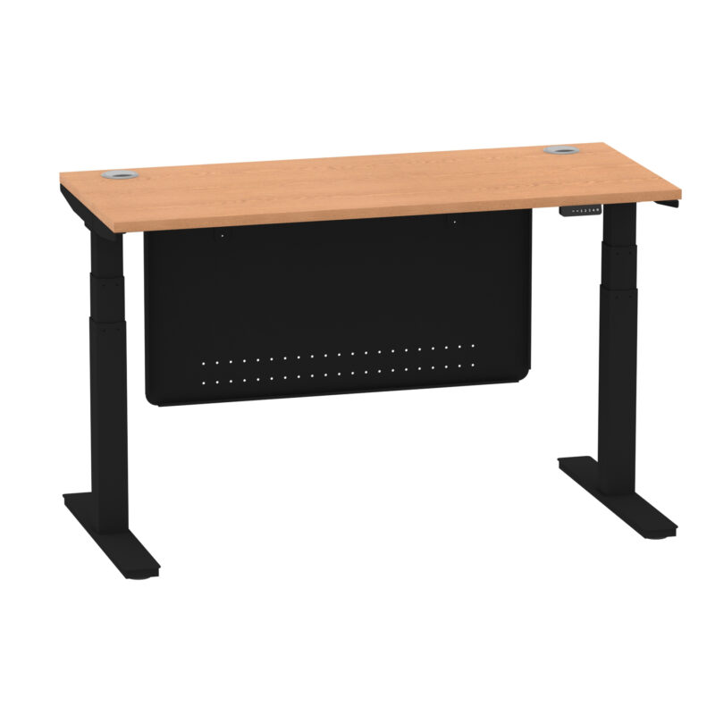 Breeze Height Adjustable Slimline Desk With Cable Ports With Steel Modesty Panel - Image 122