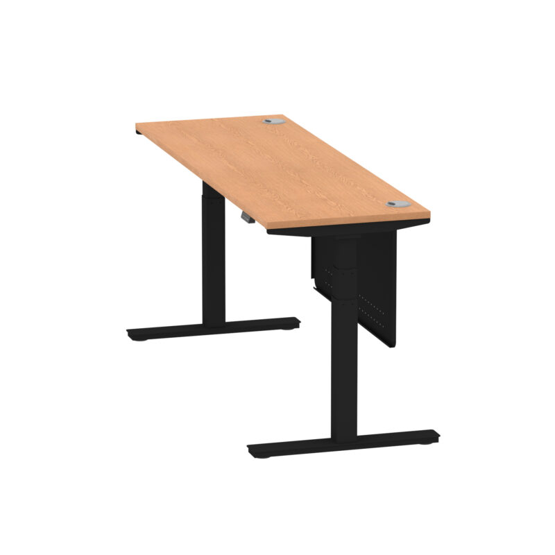 Breeze Height Adjustable Slimline Desk With Cable Ports With Steel Modesty Panel - Image 278