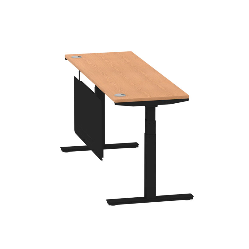 Breeze Height Adjustable Slimline Desk With Cable Ports With Steel Modesty Panel - Image 282