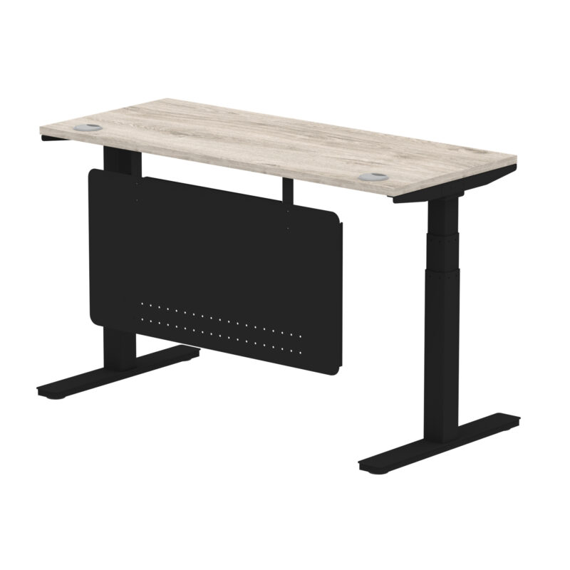 Breeze Height Adjustable Slimline Desk With Cable Ports With Steel Modesty Panel - Image 143