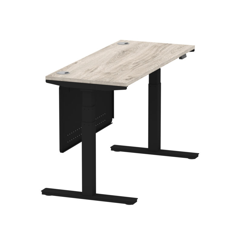 Breeze Height Adjustable Slimline Desk With Cable Ports With Steel Modesty Panel - Image 145