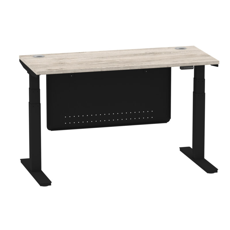 Breeze Height Adjustable Slimline Desk With Cable Ports With Steel Modesty Panel - Image 146